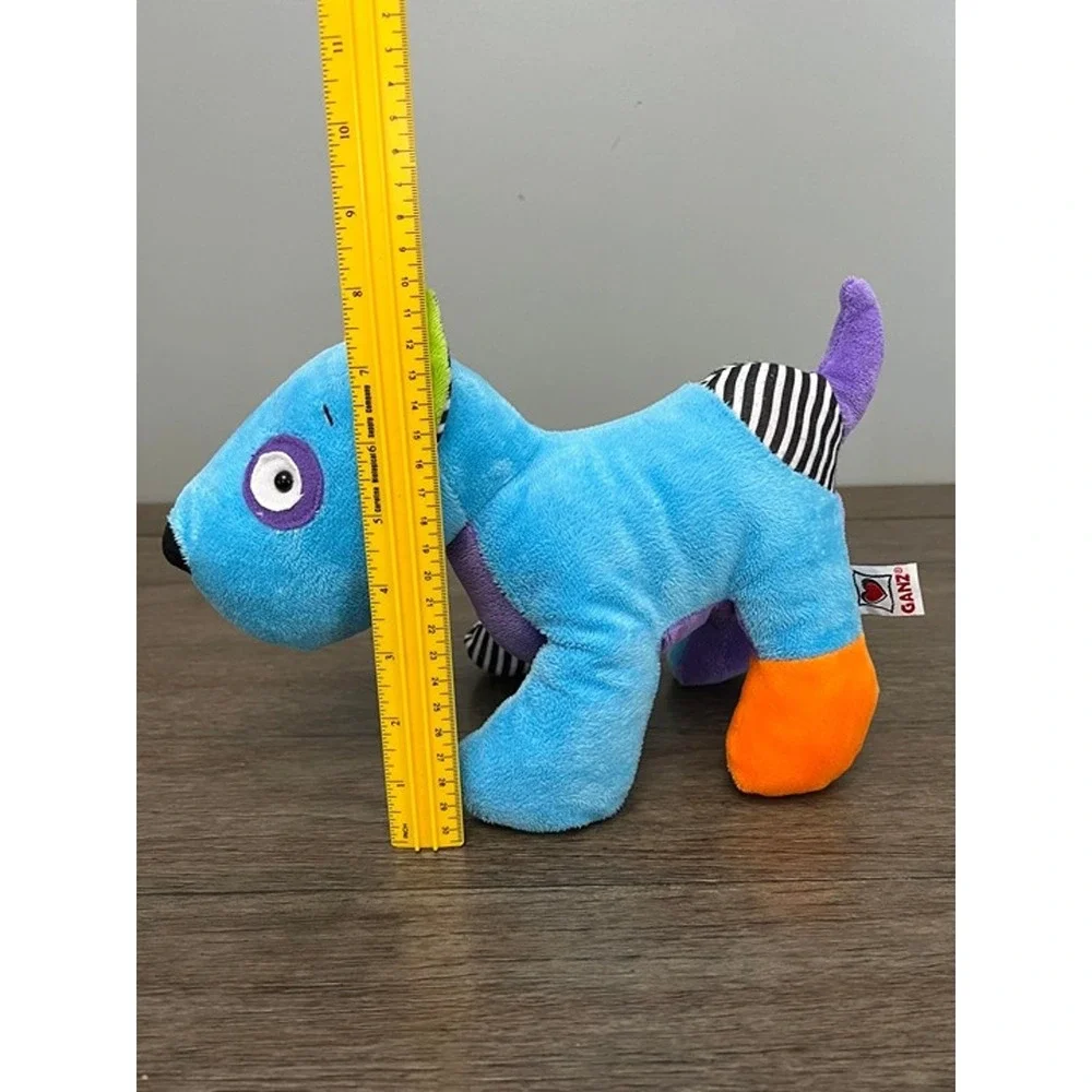 Ganz Patchwork Dog Plush Blue Purple Orange Striped Colorful Stuffed Animal Toy